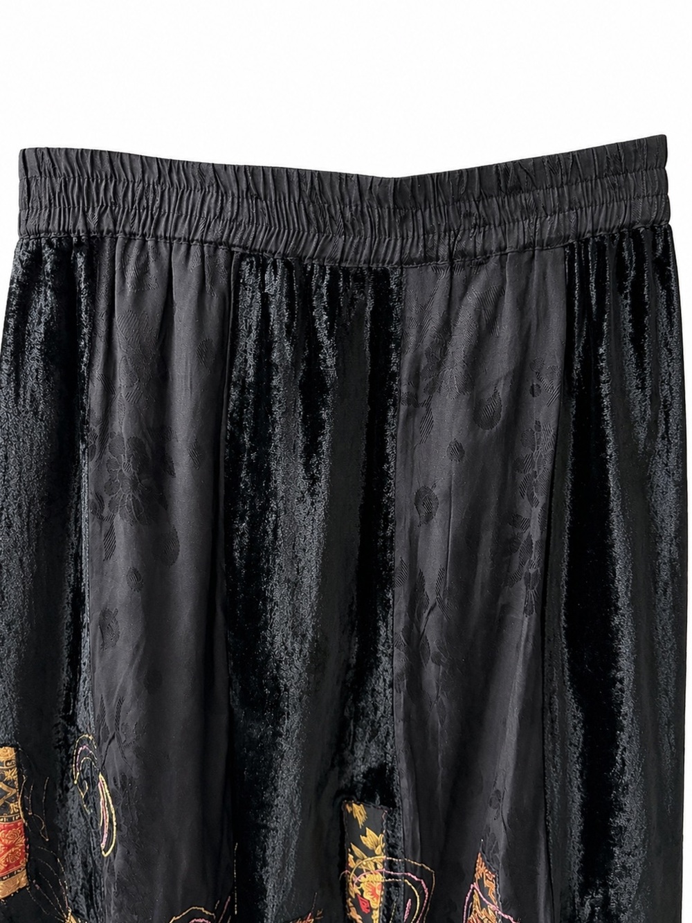 Dark Academia Black Velvet Burnout Patchwork Maxi Skirt Boho Whimsigoth Artsy, S - Picture 13 of 16